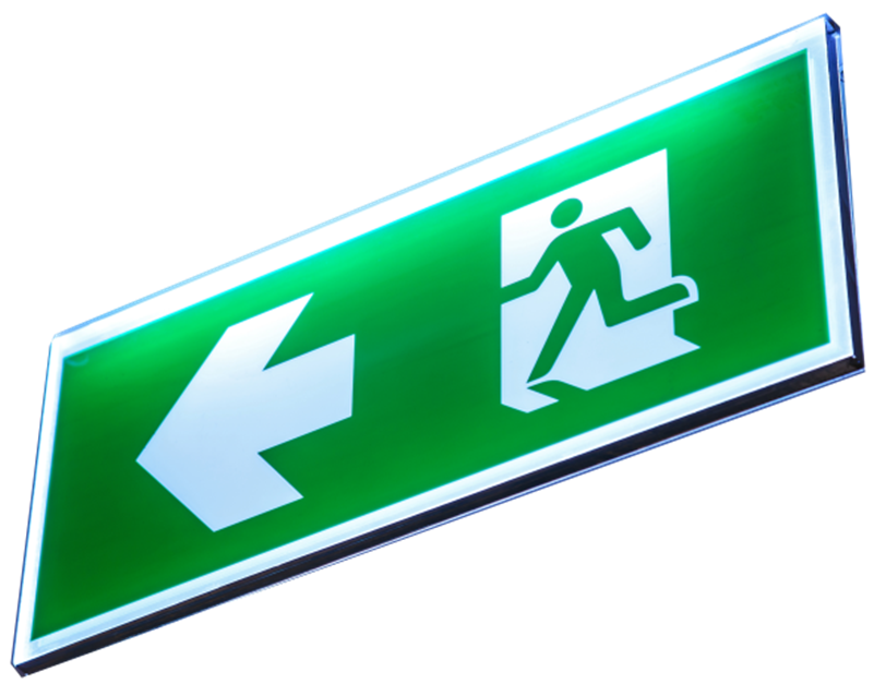Green illuminated exit sign